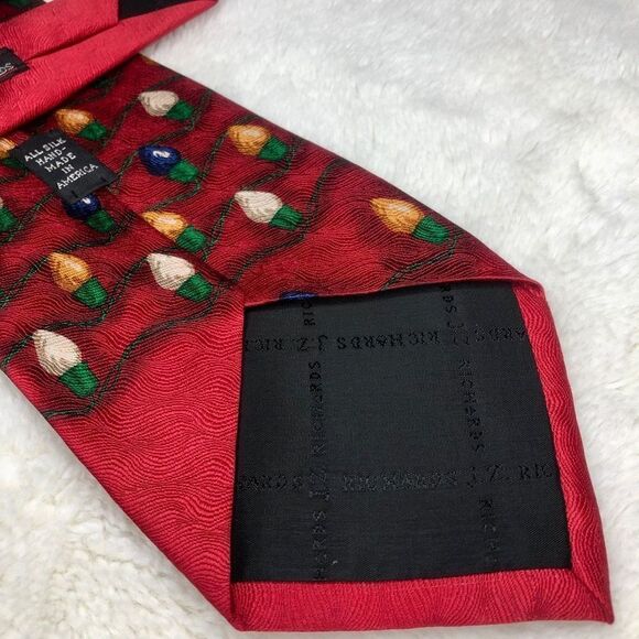 NORDSTROMS J.Z. RICHARDS HANDCRAFTED UNIQUE CHRISTMAS HOLIDAY RED MENS ALL SILK - Picture 4 of 6